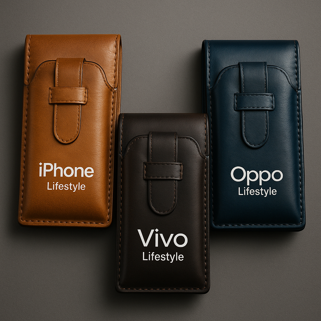 "Luxury Leather Belt Clip Wallet Case with Company Name"